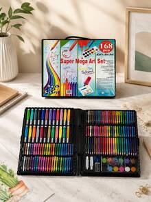 150/168/208 Pcs Art Set | Watercolor Pens, Crayons & Brushes With Drawing Board | Student Painting Learning Tool | Festival Gift (Random Packaging). - multicolor - View 5