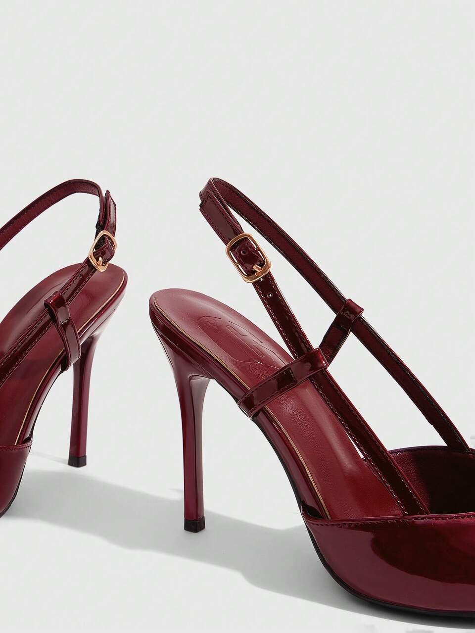 CUCCOO SZL Women Shoes Pointed Thin High Heel Burgundy Mirror Slingback Women's High Heel Shoes Simple Elegant Fashion Sexy Party Banquet High Heel Fall Shoes
