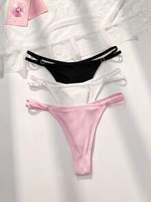 PetitDoll 3pcs/Pack Sweet Heart Comfortable Thong Panties - Multicolor - View 1