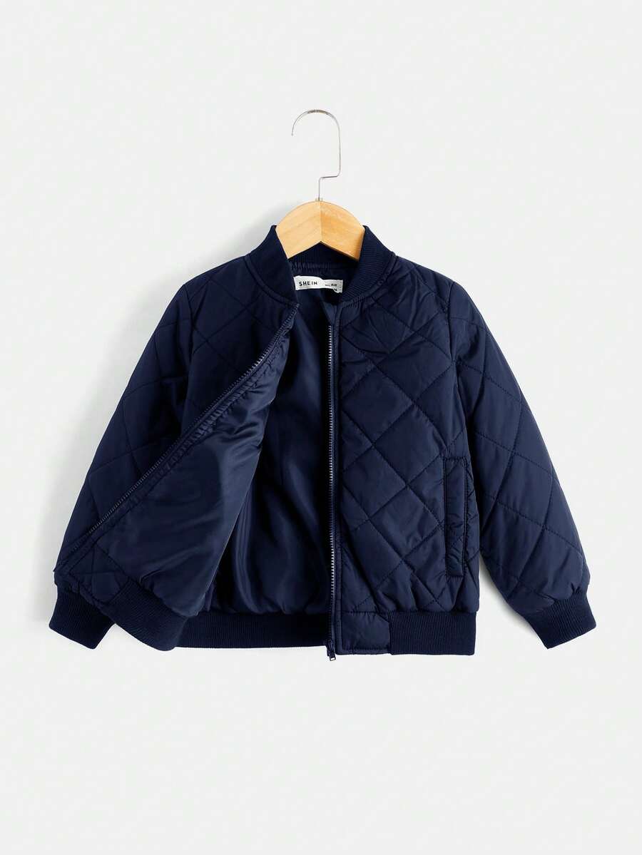 SHEIN Kids Young Boy Autumn/Winter Casual Versatile Jacket - Navy Blue - View 1