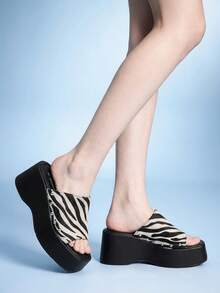 Sugerpunk Ladies, Spike Buckles, Lame-Heeled Platform Sandals. - Beige - View 2