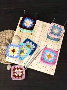 1PC Large Square Wooden Crochet Blocking Board With 8 Stainless Steel Pins Non Slip Base Durable Wool Knitting Mat Natural Brown Color For Crochet Projects Home Studio Office Craft Room Gift For Crocheter - multicolor - View 3