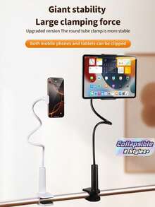 1pc 360° Rotating Universal Adjustable Gooseneck Slouchy Smartphone Holder, Head-Mounted Phone Stand, Dual Clip Bracket, Compatible With 4-7 Inch Phones, Reserved Charging Port, Suitable For Living Room, - Multi-color upgrade - View 1
