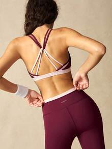 VARSIVA Women's Colorblock Cropped Camisole Top And High-Waist Leggings Casual Daily Sports Fitness Set - Multicolor - View 2