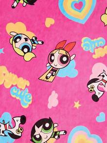 THE POWERPUFF GIRLS X Joivida 1件 Blossom Bubbles 毛茛花紋厚款紫色花卉印花法蘭絨毯，柔軟保暖防脫落，可愛睡衣風，多種尺寸，Y2K 230gsm，適合沙發、床鋪、小睡，舒適禮物 - 粉色 - 查看 6