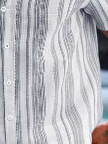 VENTUSAIL Men's Striped Collared Short Sleeve Shirt, Holiday - Multicolor - View 3