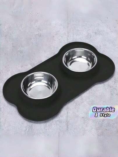 1 Set Büyük ve Küçük Paslanmaz Çelik Çift Kase, Dökülme Karşıtı, Taşma Karşıtı, Kaymaz Kase Tutucu, Paslanmaz, Kolay Temizlenen, Gümüş Rengi Köpek ve Kedi Besleme ve Su Kabı, İç Mekan, Dış Mekan ve Günlük Seyahat İçin Evcil Hayvan Besleme Ekipmanı