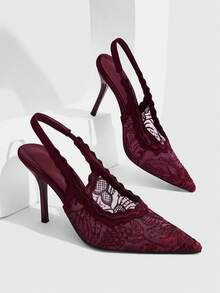 CUCCOO SZL Women's Shoes Fashion Classic Simple Buckle Commuter Office Wear Stiletto Heel High Heel Shoes Fall Shoes - Burgundy - View 2
