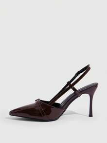 CUCCOO SZL Pointed Stiletto High Heels, Simple Glossy Design, Suitable For Commuting, Dating, Parties, Weddings And Other Occasions To Wear - Brown - View 4