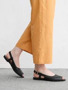 CUCCOO BIZCHIC Women's Shoes, Black, Simple And Gentle Back Strap Open Toe Sandals, Commuting Versatile Daily Comfortable Flats - Black - View 4
