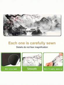 1PC Extra Large Japanese Style Black Wave Gaming Mouse Pad Ergonomic Design Non Slip Rubber Base Art Landscape Pattern Smooth Durable Surface For Computer Laptop Desk Mat Mouse Pad For Gamers Artist Mouse Pad Large Office Accessory - multicolor - View 4