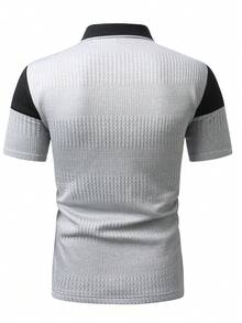 Manfinity Homme 男士拼色休閒日常短袖 Polo 衫 - 黑色 - 查看 2