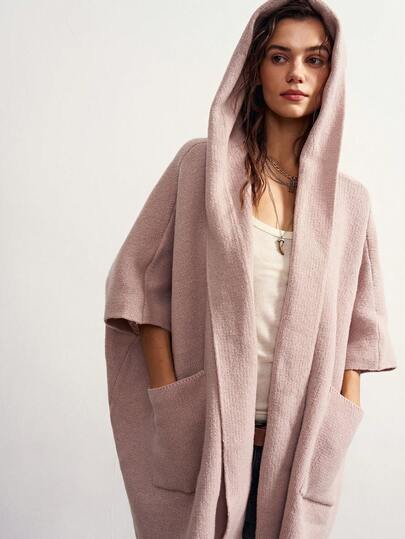 Bohemela Cardigan de punto con capucha y doble bolsillo, moda de calle para vacaciones de mujer