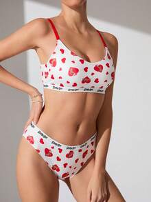 SCOOBY-DOO X SHEIN Cute Red Heart Printed Comfortable Women Lingerie Set - Multicolor - View 7