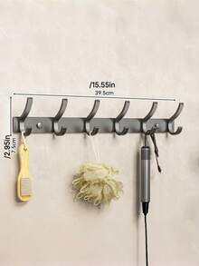 1PC Punch-Free Over Door Wall Mount Clothes Hanger Hooks, Strong Load Bearing Adhesive Rack For Entryway Hallway, Multi-Purpose Organizer For Hanging Clothes Hats - Multicolor - View 9