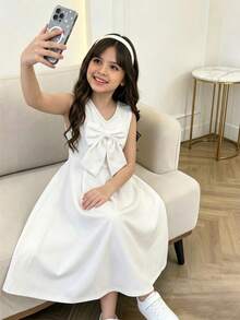 Tween Girl Red Solid Sleeveless Homecoming Dress Halloween Outfit Fall Style US Fall Style - White - View 1