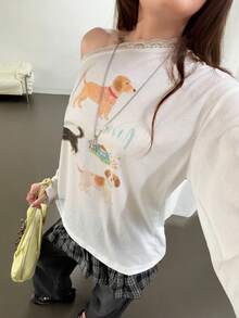 K-Vae 白色長袖防曬寬鬆抽繩上衣，日常上學秋季休閒可愛約會穿搭 - 白色 - 查看 7