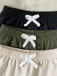 SHEIN Playful Pals 3件組男嬰休閒運動簡約工裝口袋長褲，適合春秋日常穿著與運動 - 彩色 - 查看 4