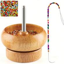 DIY Bead Rotator, Wooden Bracelet Rotator With 1 Beading Needle, Suitable For Making Seed Bead, Clay Beads, Belts, Bracelets - apricot - View 8