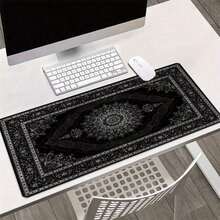 1pc Black Persian Rug Pattern Mouse Pad And Desk Mat - Non-Slip Rubber Base, Durable Polyester Surface, Vivid Floral Design, Suitable For Gaming And Office Use, Stylish Desktop Decor Gift, Mousepad For Desk. - Multicolor - View 8