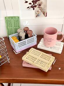 5Pcs Foldable Plastic Storage Baskets, Desktop Organizer Bins For Stationery Tape & Small Tools - Multicolor - View 6