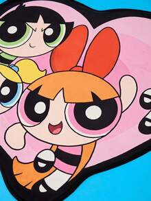 THE POWERPUFF GIRLS X Joivida 1件授權卡通地毯，柔軟絨毛地板墊，可愛角色設計，舒適多彩家居裝飾，適合臥室、客廳、沙發或兒童房 - 彩色 - 查看 4