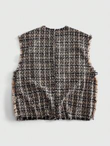 ROMWE MEN Street Life Rompi Fashion Pria Motif Kotak-kotak dengan Hiasan Rumbai - Perak - View 8