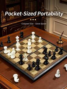 Professional Foldable Chessboard Set, Premium Gift Box, Portable Tabletop Game, Suitable For Checkers And Chess Strategy, Ideal For 33 Different Scenarios - Multicolor - View 2