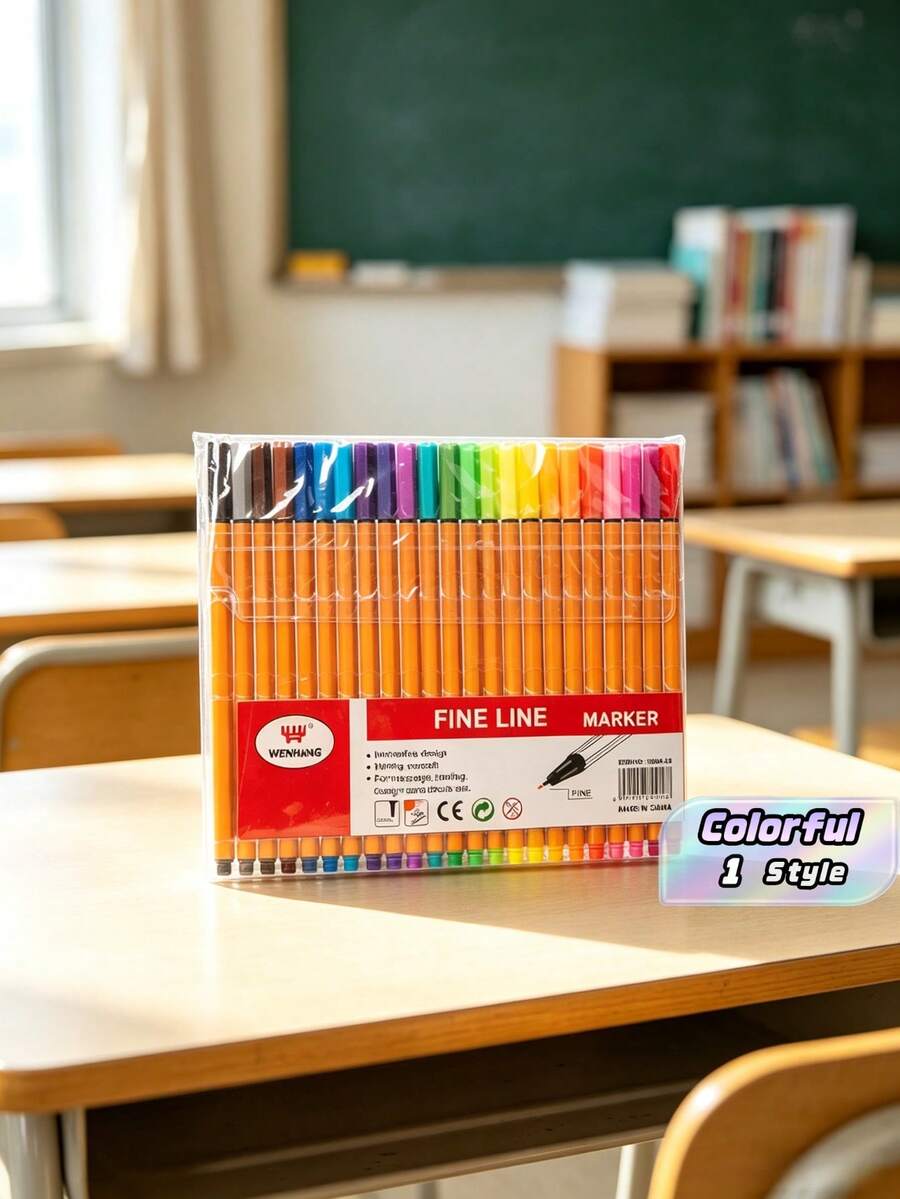 24 Color Fine Liner Pens Marker Pens Assorted Colors Back To School - multicolor - View 1