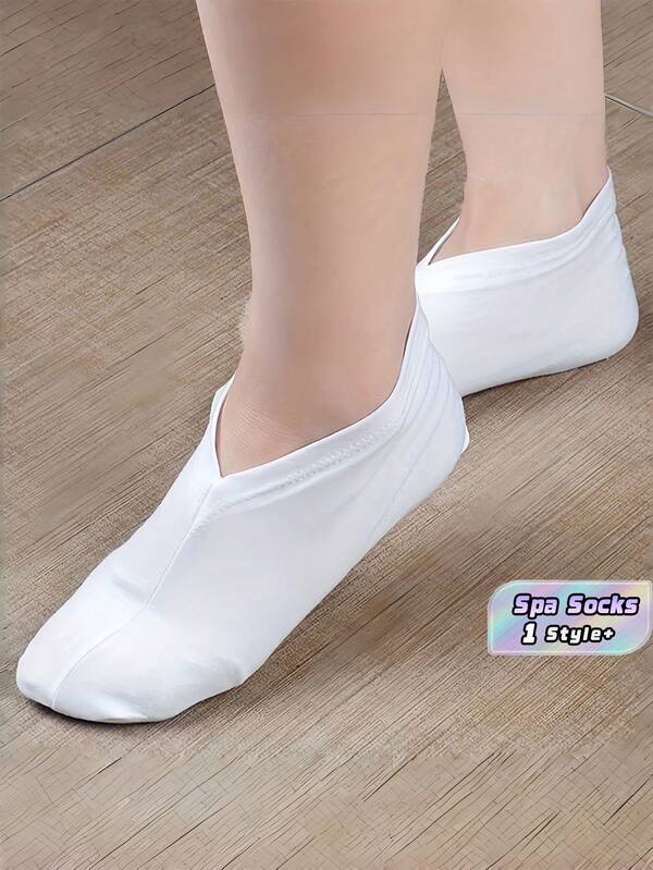 1 Pair Unisex One Size Night Moisturizing Spa Socks For Dry Cracked Feet, Fragrance-Free White Soft Foot Care Socks, Ideal For Winter Or Dry Skin, At-Home Foot Mask Socks