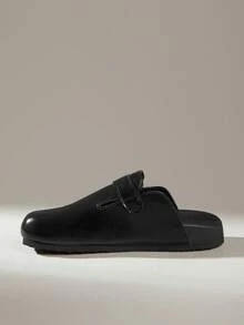 Solecia Closed Toe Mules, Metal Buckle, Workplace Commuting Thin Mules Shoes - Avocado black - View 3