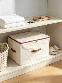 2 Packs Zippered Fabric Storage Box, Foldable & Washable Closet Organizer, With Handle (Beige) - Beige - View 5