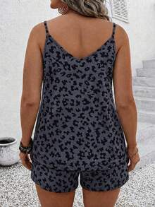 EMERY ROSE Conjunto de 2 piezas talla grande, nuevo estilo casual con top de tirantes a rayas & shorts - Multicolor - Ver 2