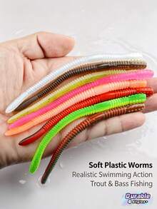 10/30/50/100Pcs Senko Worms For Bass Fishing, Salt Impregnated Soft Plastic Stick Baits, Wacky Rig Texas Rig Ned Rig Finesse Stick Worm Lures, Slow Sinking Artificial Soft Worms For Freshwater Saltwater Largemouth Smallmouth Bass - multicolor - View 1