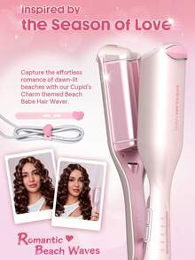 SHEGLAM HAIR Cupid's Charm Beach Babe Hair Waver,Pink Ionic Hair Curler - 25mm EU Plug,Waver Curling Iron,2 Barrel Hair Crimper With Anti-Scald,50 Million Ions & 10 Min Quick Wave,Smart Timer & Adjustable Temps,Easy To Use Hair Tool For Women Gift Pink Makeup Beach Festivals Hair Care Y2K Vacation Summer Hair Accerssories Back To School Home - Baby Pink - View 5