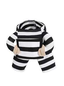 PETSIN 1PC Halloween Prisoner Themed Dog Two-Leg Costume, Funny Festival Photo Outfit For Pets - Black and White - View 5
