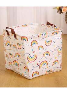 Rainbow Laundry Basket Rainbow Toy Storage Box Suitable For Room Decoration Dirty Clothes Basket Bedroom Bathroom Gift Basket (Sun Rainbow Style) - Multicolor - View 2