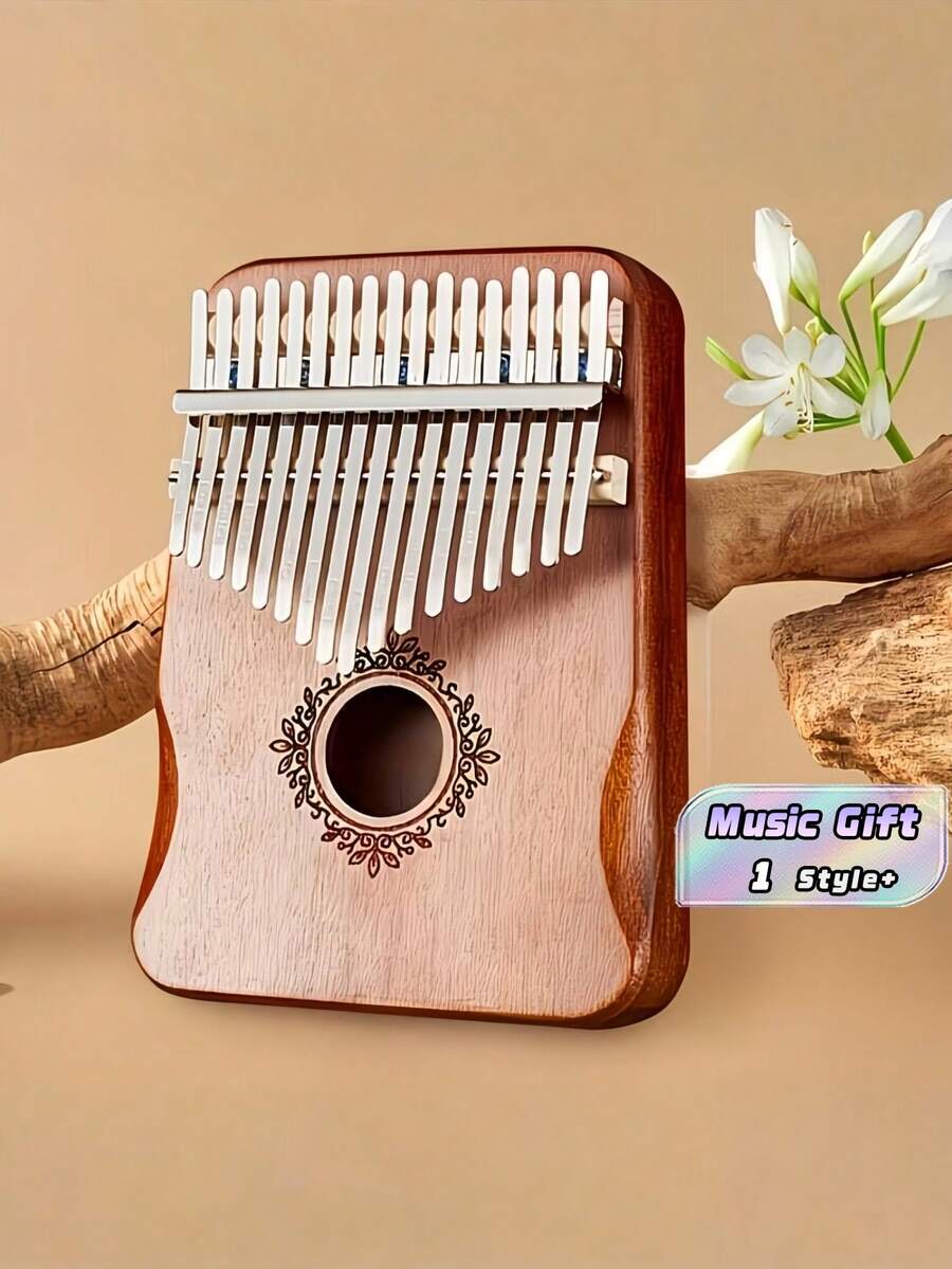 1PC 17 Key Ergonomic Kalimba Thumb Piano Mahogany Mineral Steel Material Easy Learn Play Mbira With Engraved Notes Tuning Hammer For Beginner Professional Perfect Gift Home Office Decor - Multicolor - View 1