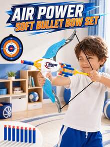 MINKOJA Air Power Soft Bullet Bow Crossbow Shooting Toy With Standing Scoring Target Foam Dart Blaster Indoor Outdoor Competitive Interactive Activity Toy For Boys Girls Birthday Holiday Gift - Multicolor - View 2