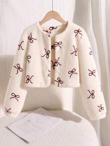 SHEIN 少女極簡風人造毛大衣，適合派對、街頭穿搭，秋冬款 - 白色 - 查看 7