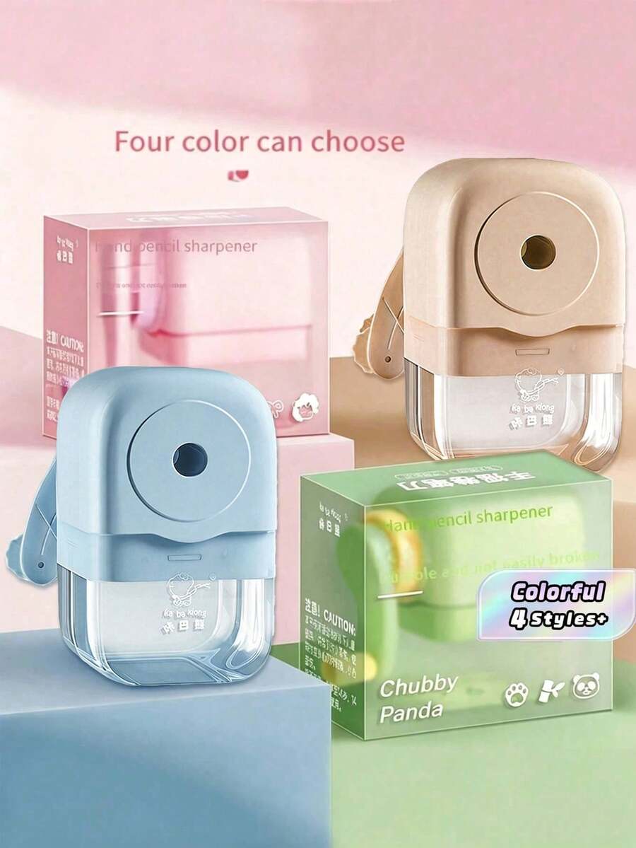 1/5pcs Hand Cranked Pencil Sharpener, Battery Free, Four Color Options, 5-Level Adjustable Pen Tip, ABS Material, Suitable For Students, Families, And Offices, Can Be Used For Birthday Gifts, Back To School Gifts, Etc. - Multicolor - View 1