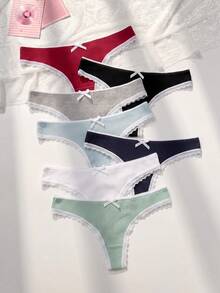 PetitDoll 7packs Lace Trim Rib Sexy Panties Set - Multicolor - View 1