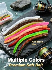 10/30/50/100Pcs Senko Worms For Bass Fishing, Salt Impregnated Soft Plastic Stick Baits, Wacky Rig Texas Rig Ned Rig Finesse Stick Worm Lures, Slow Sinking Artificial Soft Worms For Freshwater Saltwater Largemouth Smallmouth Bass - multicolor - View 8