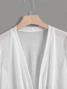 Reflora Plus Petal Sleeve Open Front Crop Jacket - White - View 4