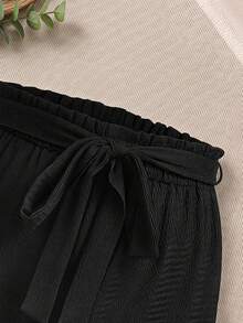 SHEIN LUNE 黑色紋理大尺碼短袖上衣兩件組 - 藍色 - 查看 4