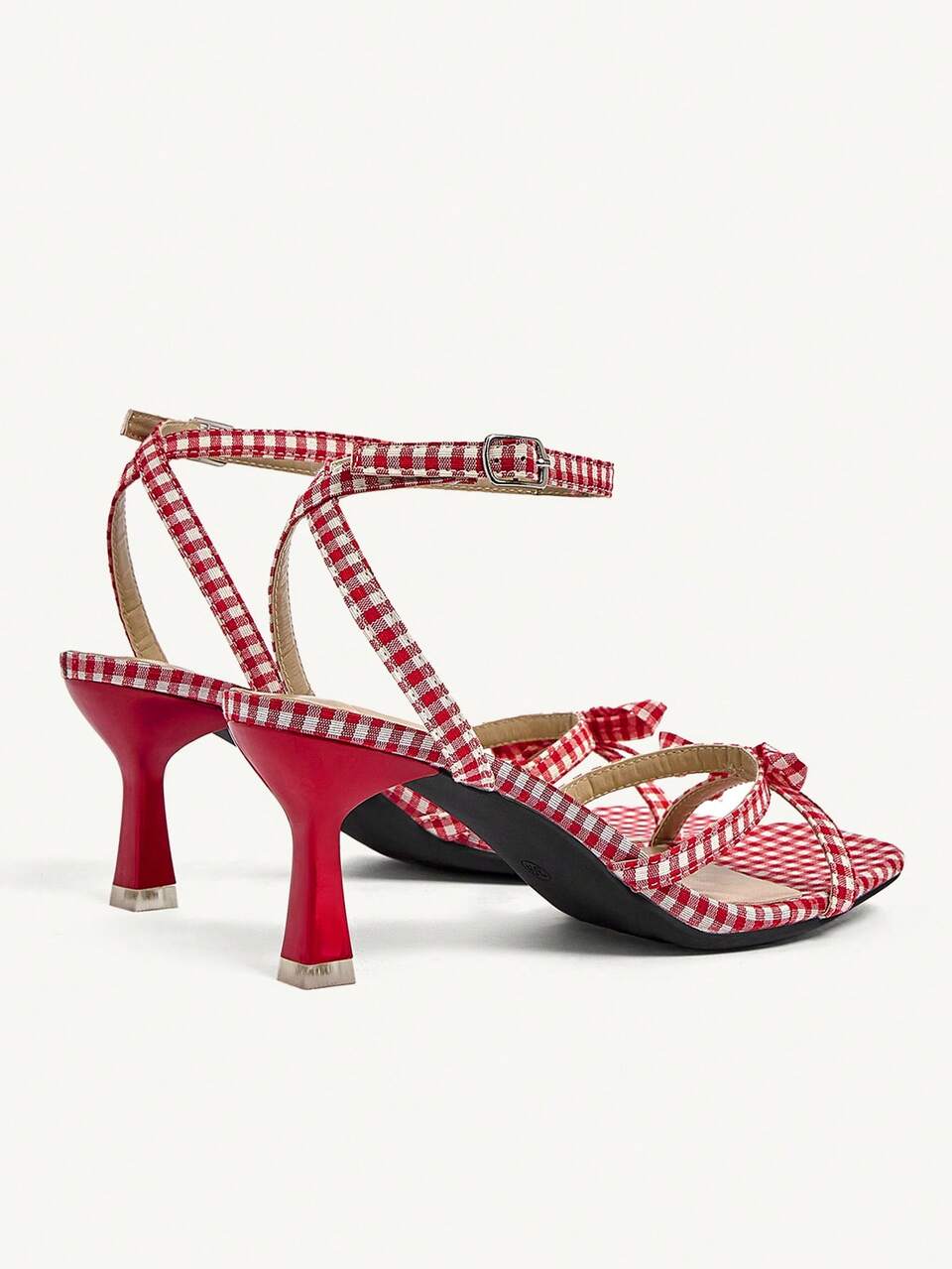 CUCCOO CHICEST Women's Shoes Summer New Bow Open Toe Cross Strap Square Toe Stiletto Fashion Commuter Red Satin High Heels Sandals Dating Afternoon Tea