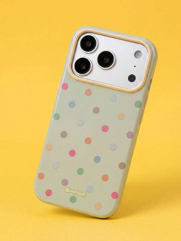 ShellaStory A Summer Day, Dopamine Color-Blocking Polka Dot Macarons, Shockproof Soft Shell, Suitable For 17promax, Personalized, Creativity, Geometry, Simple Style, Fresh Style, Color-Blocking Style, Niche, Ins Style