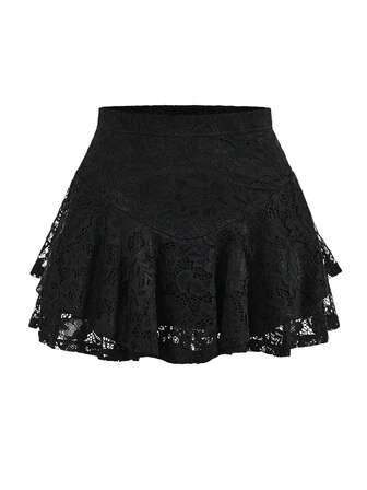 Ruffle Hem Lace Skirt, School