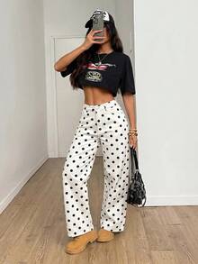 SHEIN PETITE 女款休閒日常旅行牛仔褲，附口袋與鈕扣波點設計 - 彩色 - 查看 4