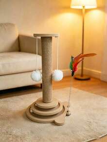 This Cat Scratching Post/Climbing Frame Features A Raised Design And Is Equipped With Durable, Scratch-Resistant Sisal Rope Paw Pads. It Also Has A Built-In Cat Teaser, Which Can Perfectly Meet The Needs Of Cats For Self-Soothing, Clawing, And - 46cm Longer - View 7